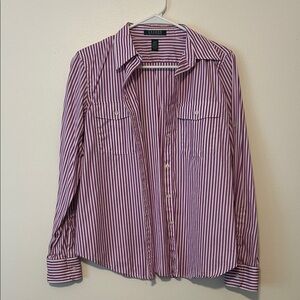 LAUREN Ralph Lauren Purple and White Striped Shirt